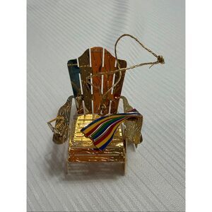 BALDWIN BRASS Christmas Ornament ADIRONDACK BEACH CHAIR vintage 24K gold finish